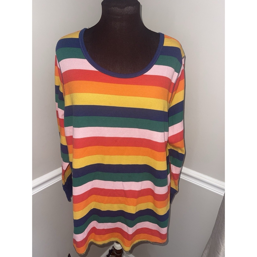 Old Navy‎ Thermal Striped Rainbow Shirt Woman's Plus Size 3X